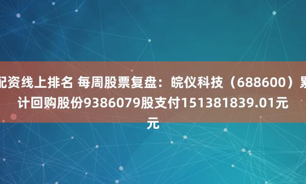 配资线上排名 每周股票复盘：皖仪科技（688600）累计回购股份9386079股支付151381839.01元