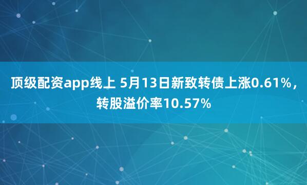 顶级配资app线上 5月13日新致转债上涨0.61%，转股溢价率10.57%