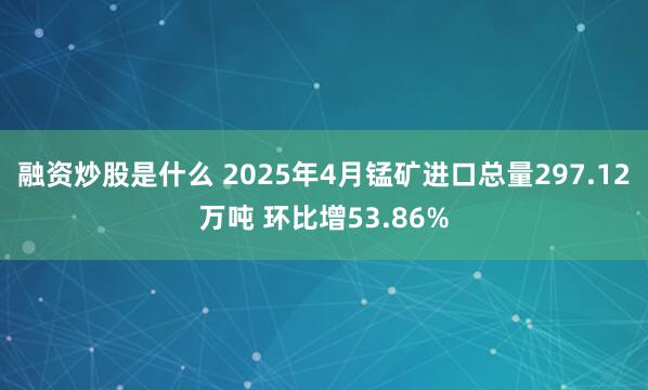 融资炒股是什么 2025年4月锰矿进口总量297.12万吨 环比增53.86%